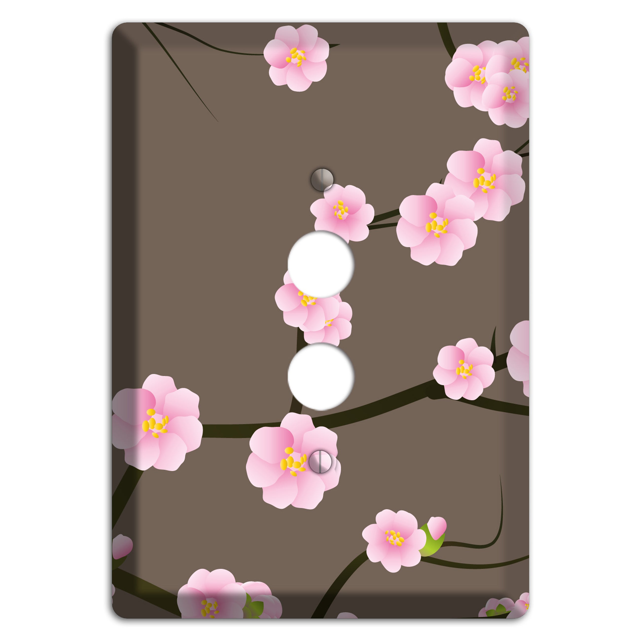 Pink and Brown Cherry Blossoms 1 Pushbutton Wallplate