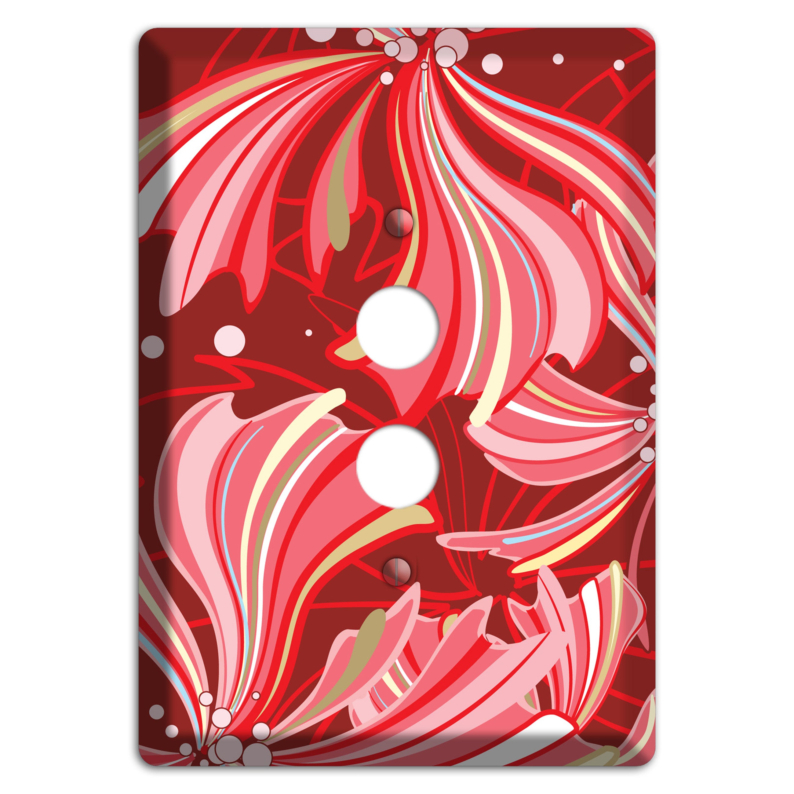 Red Deco Blossoms 1 Pushbutton Wallplate