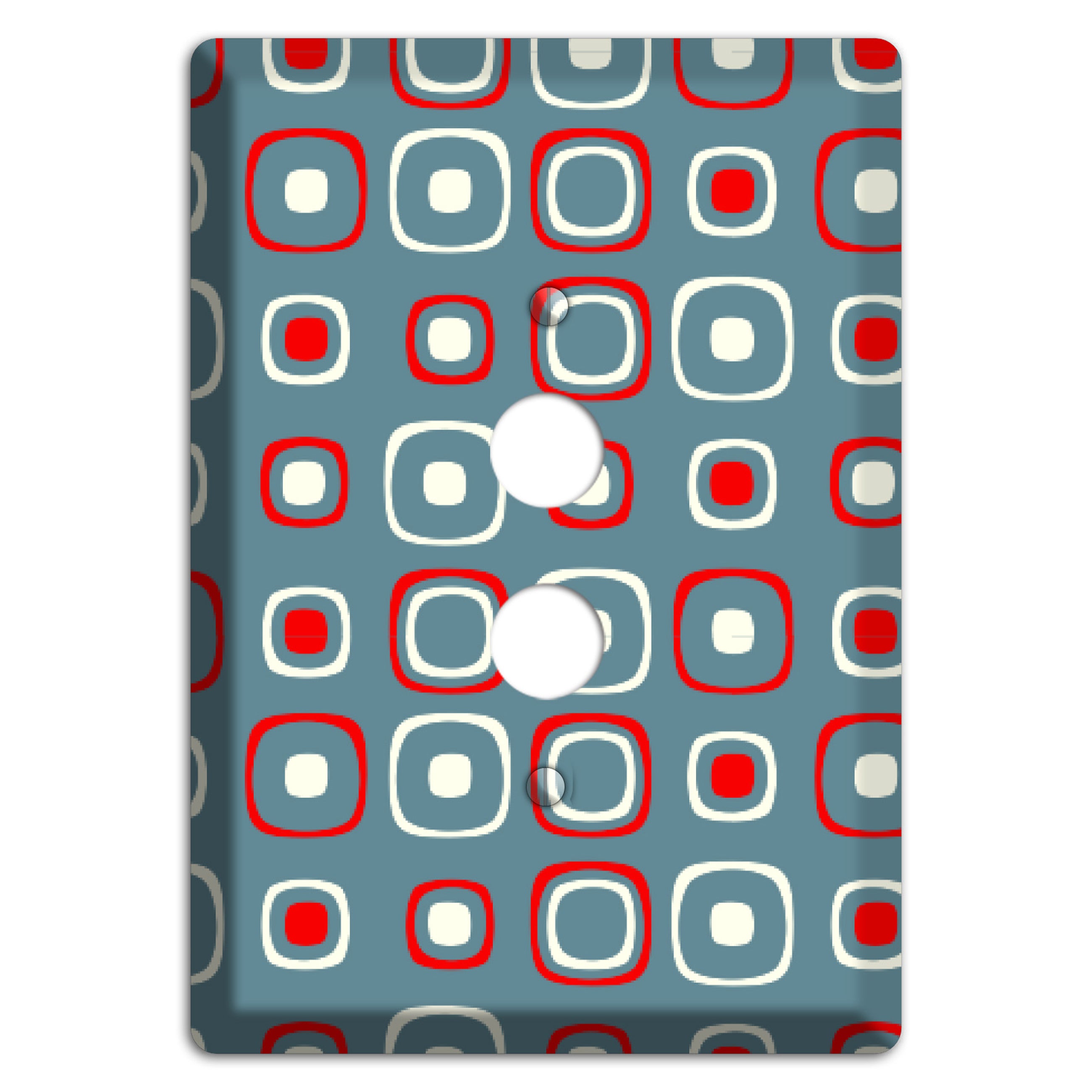 Blue and Red Rounded Squares 1 Pushbutton Wallplate