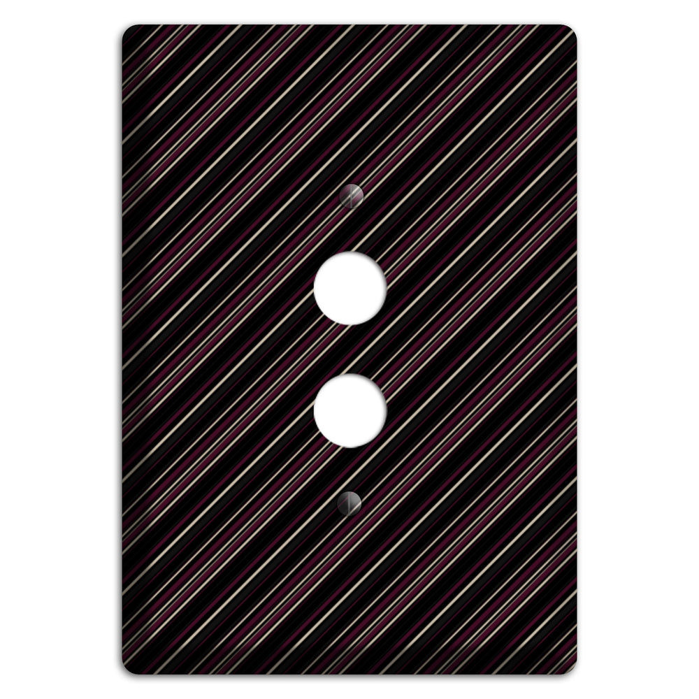 Black with White and Burgundy Angled Pinstripe 1 Pushbutton Wallplate