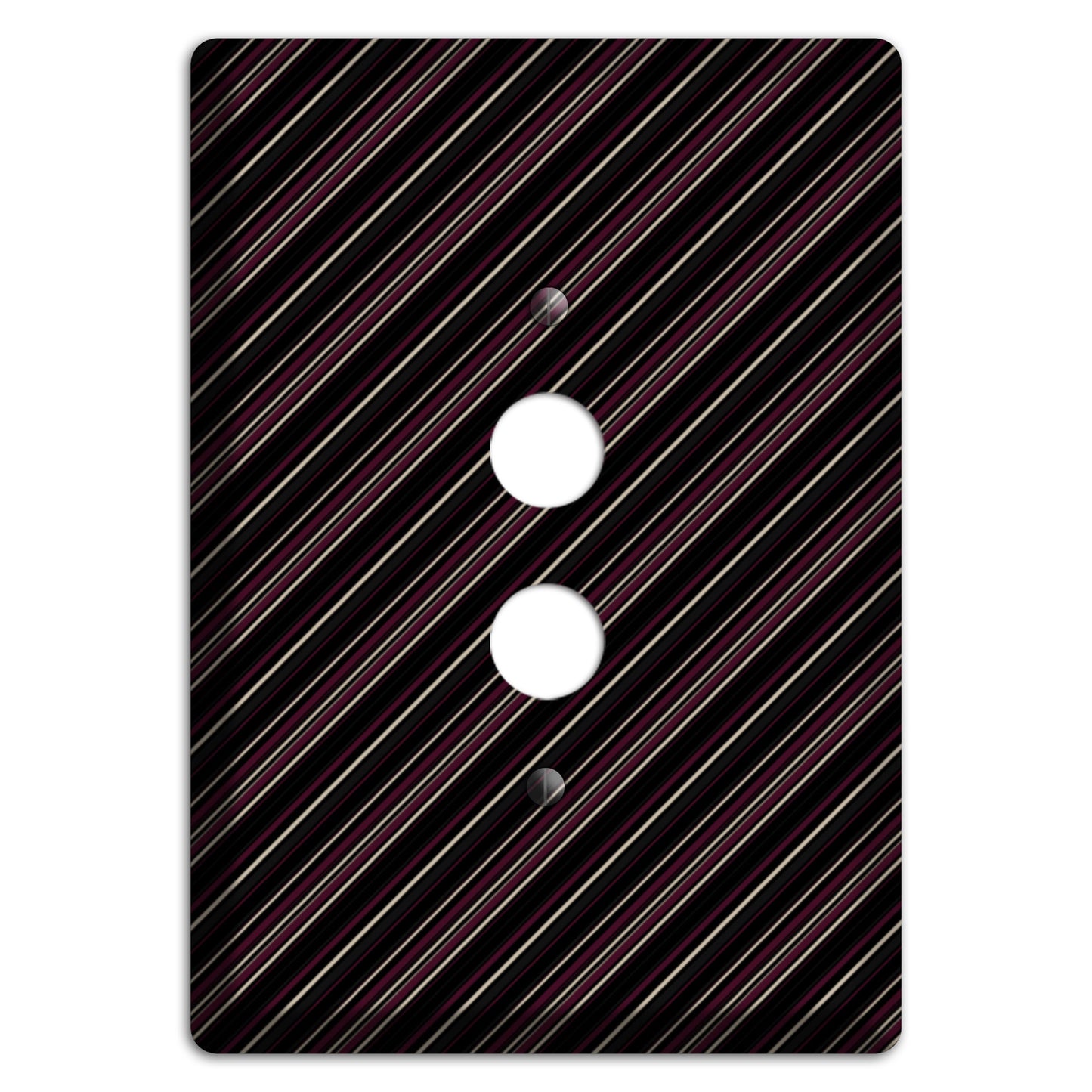 Black with White and Burgundy Angled Pinstripe 1 Pushbutton Wallplate