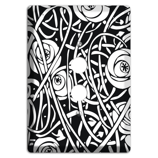 Black and White Deco Floral 1 Pushbutton Wallplate