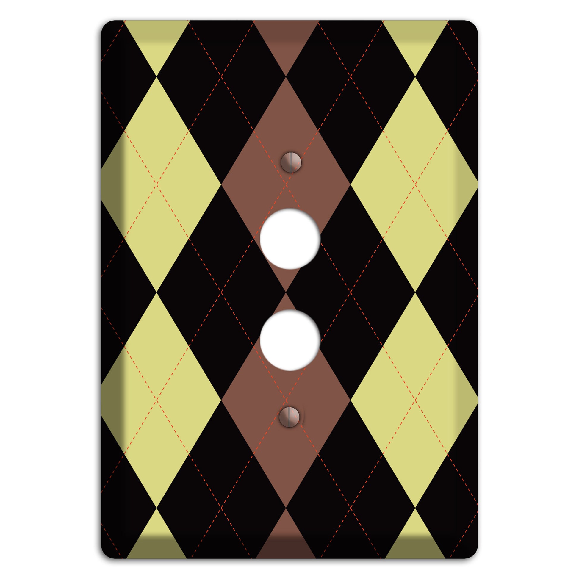 Yellow and Brown Argyle 1 Pushbutton Wallplate
