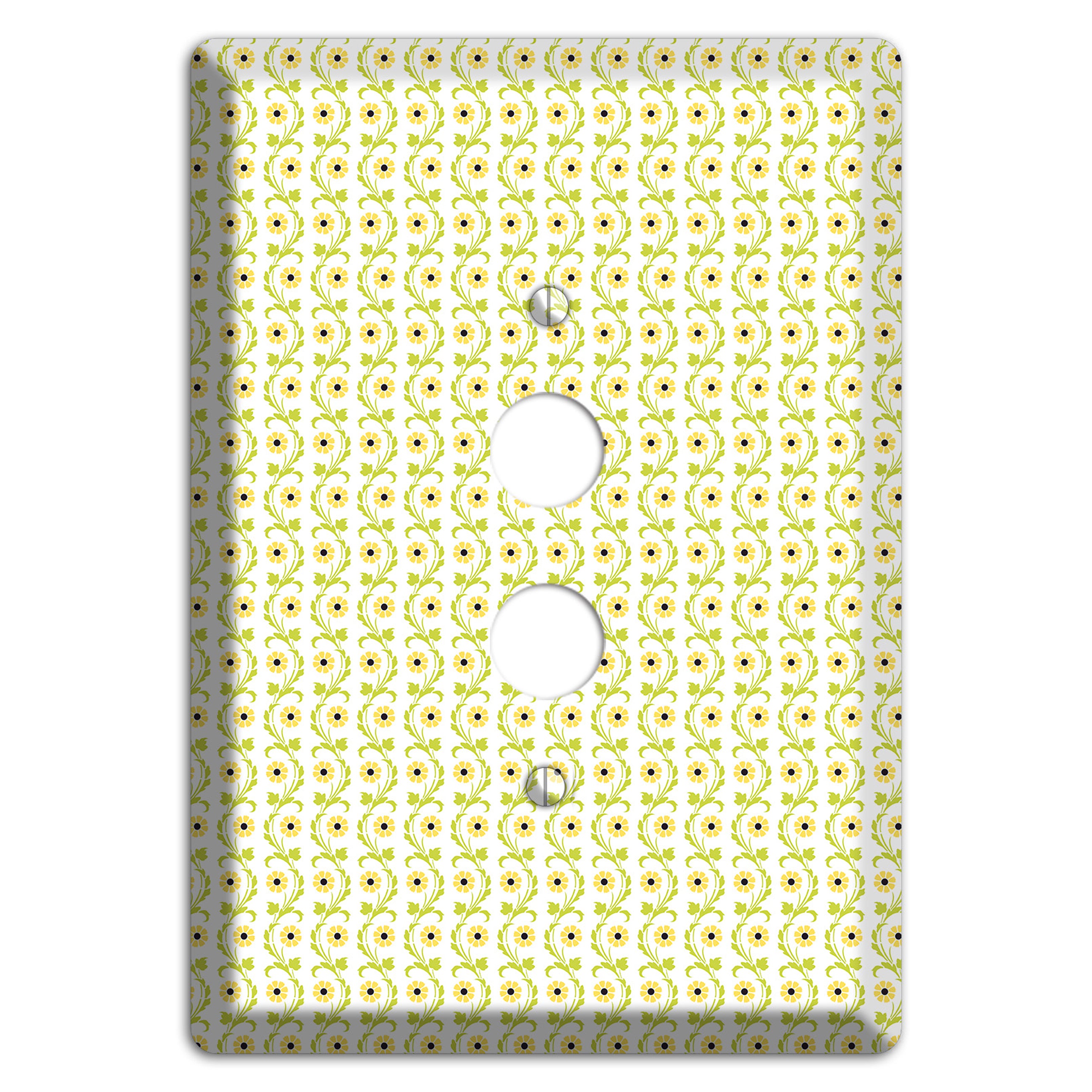 Tiny Yellow and Green Retro Sprig 1 Pushbutton Wallplate