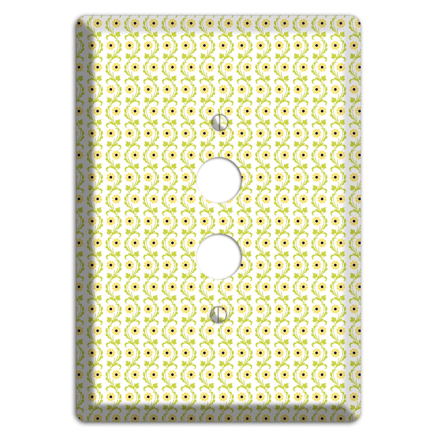 Tiny Yellow and Green Retro Sprig 1 Pushbutton Wallplate