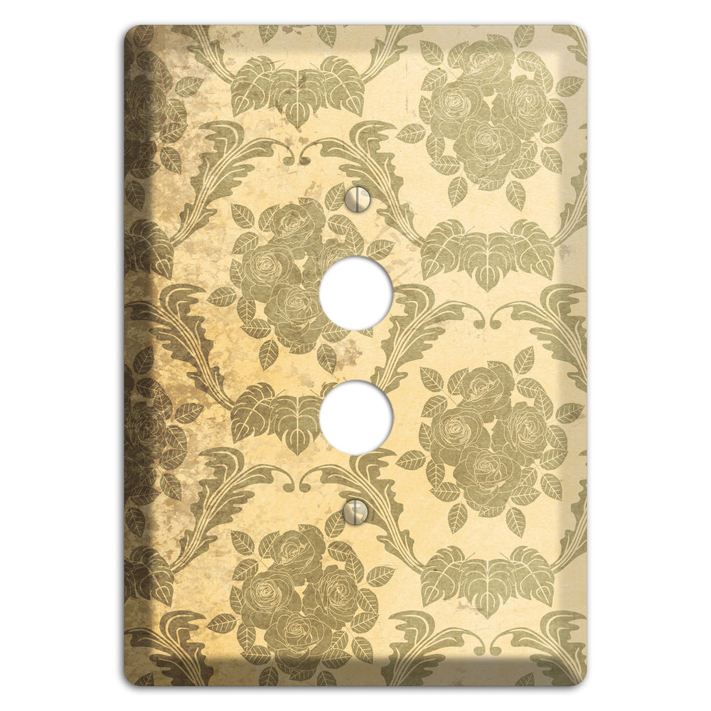 Straw Vintage Rose Damask 1 Pushbutton Wallplate