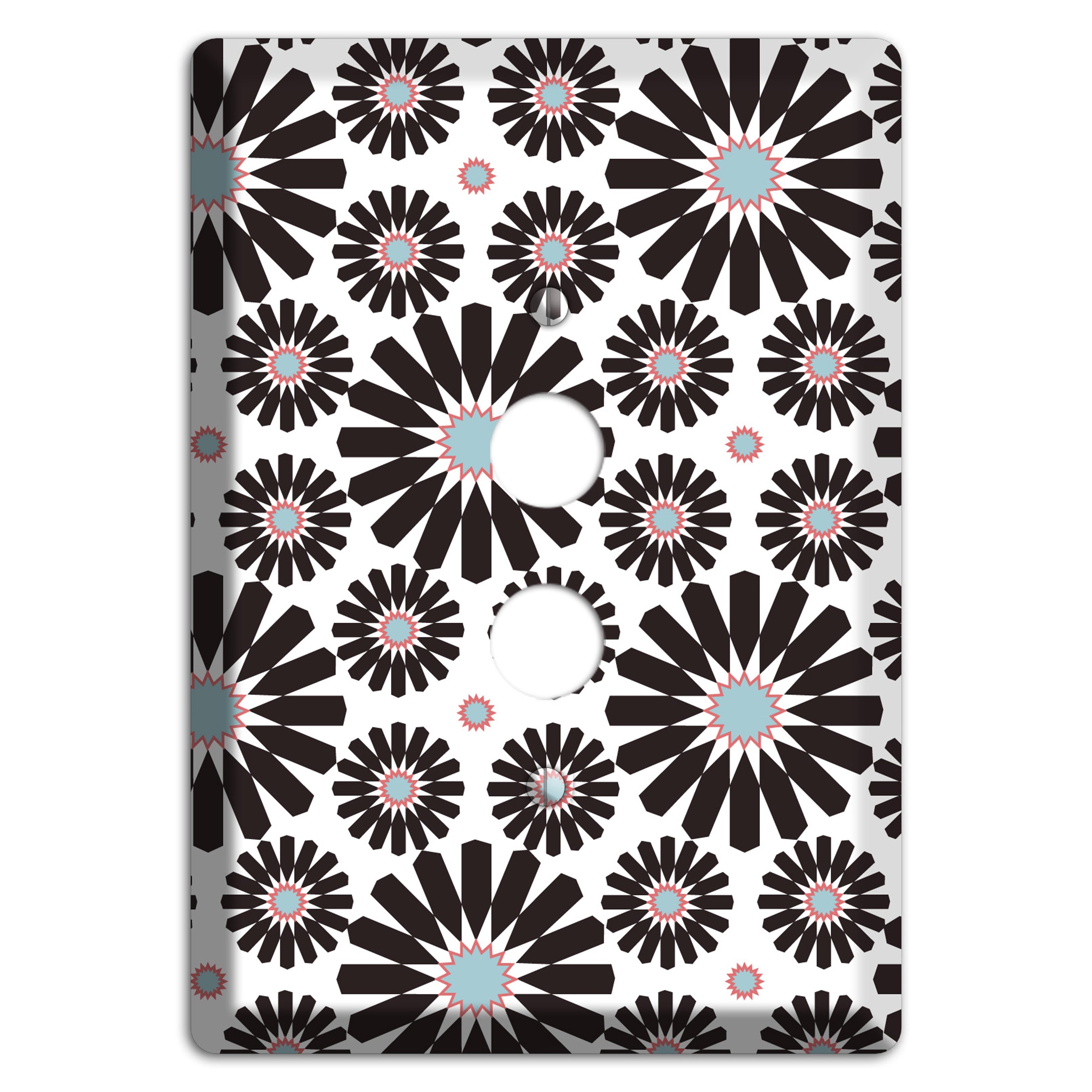 Dusty Blue Maroon Scandinavian Floral 3 1 Pushbutton Wallplate
