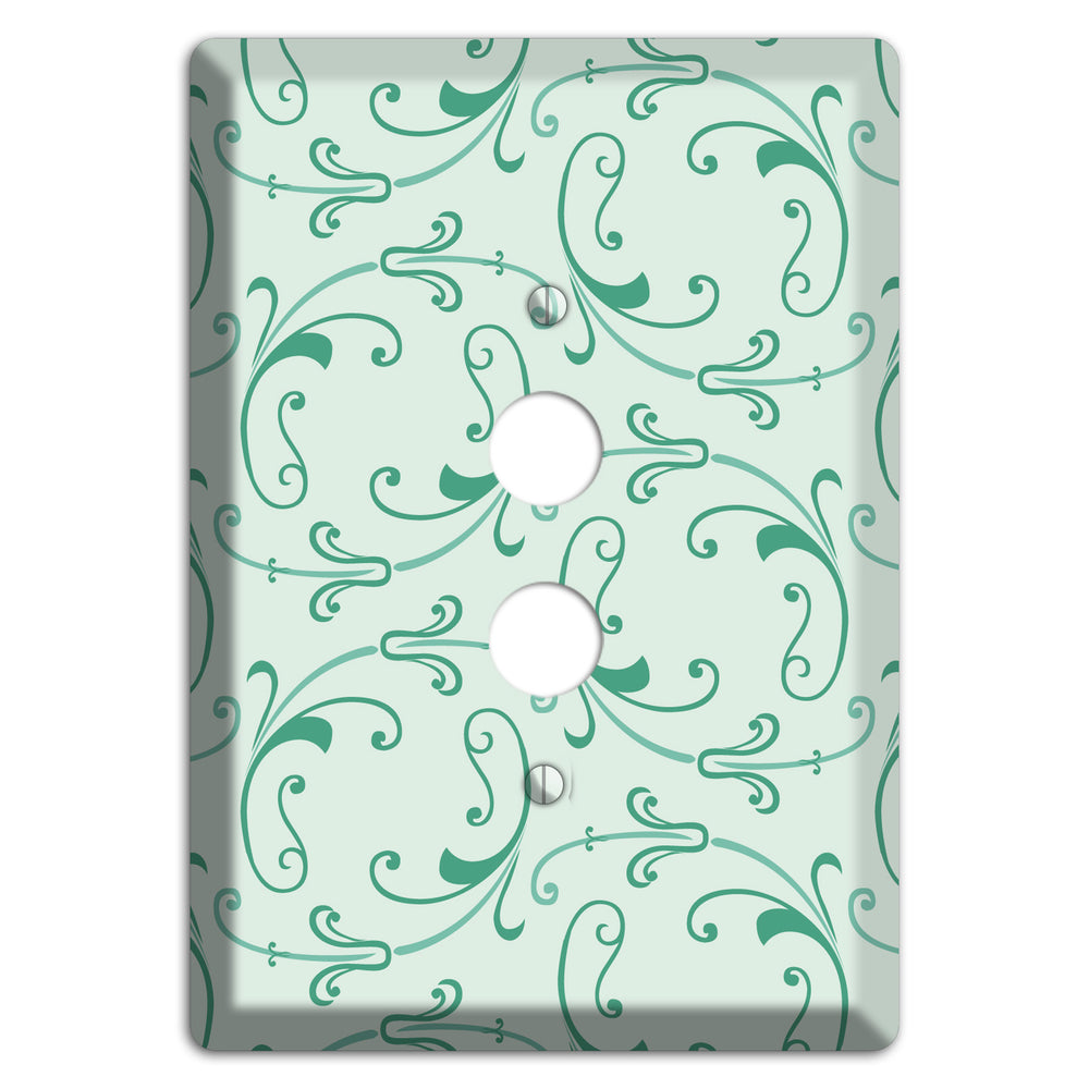 Aqua Victorian Sprig 1 Pushbutton Wallplate