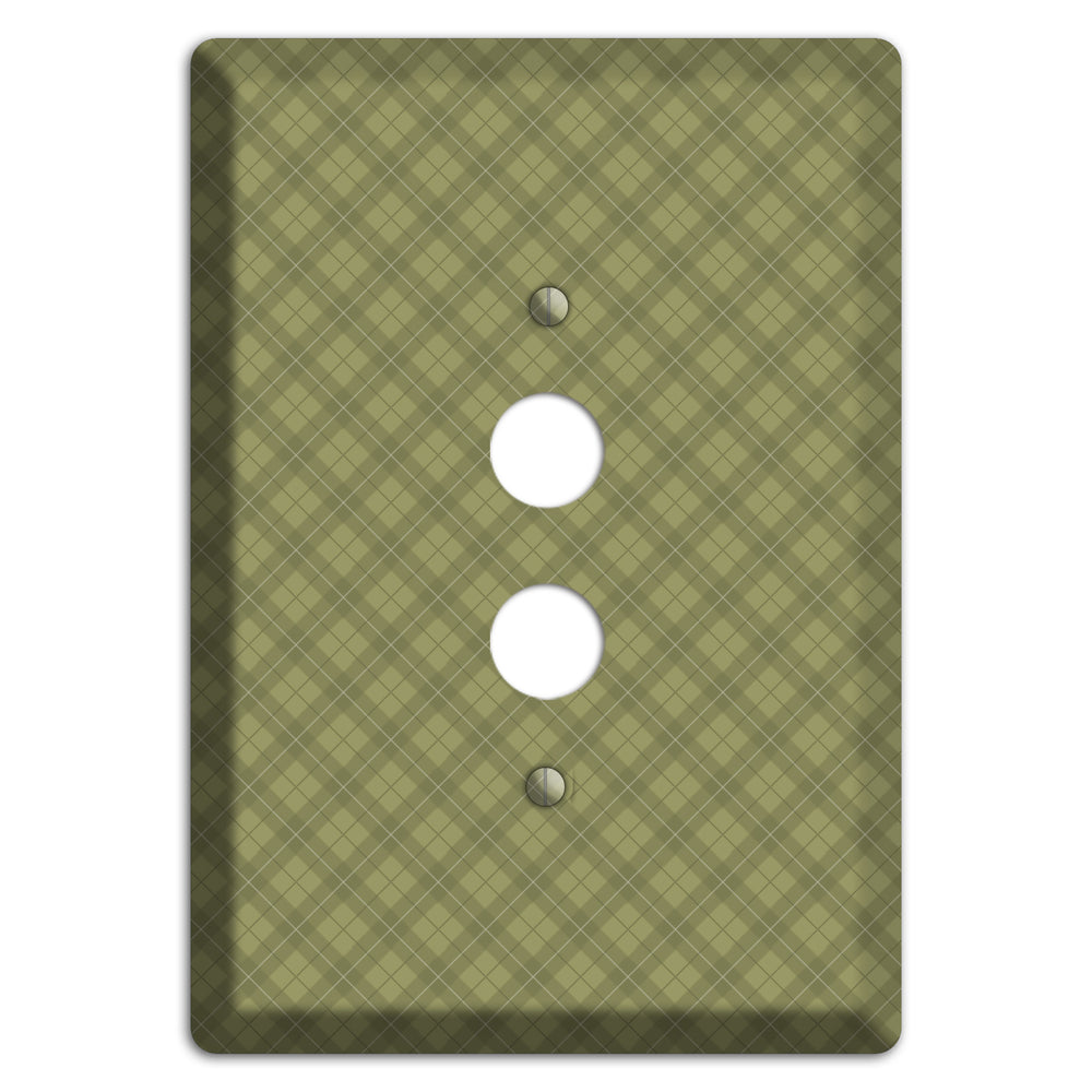 Green Plaid 1 Pushbutton Wallplate