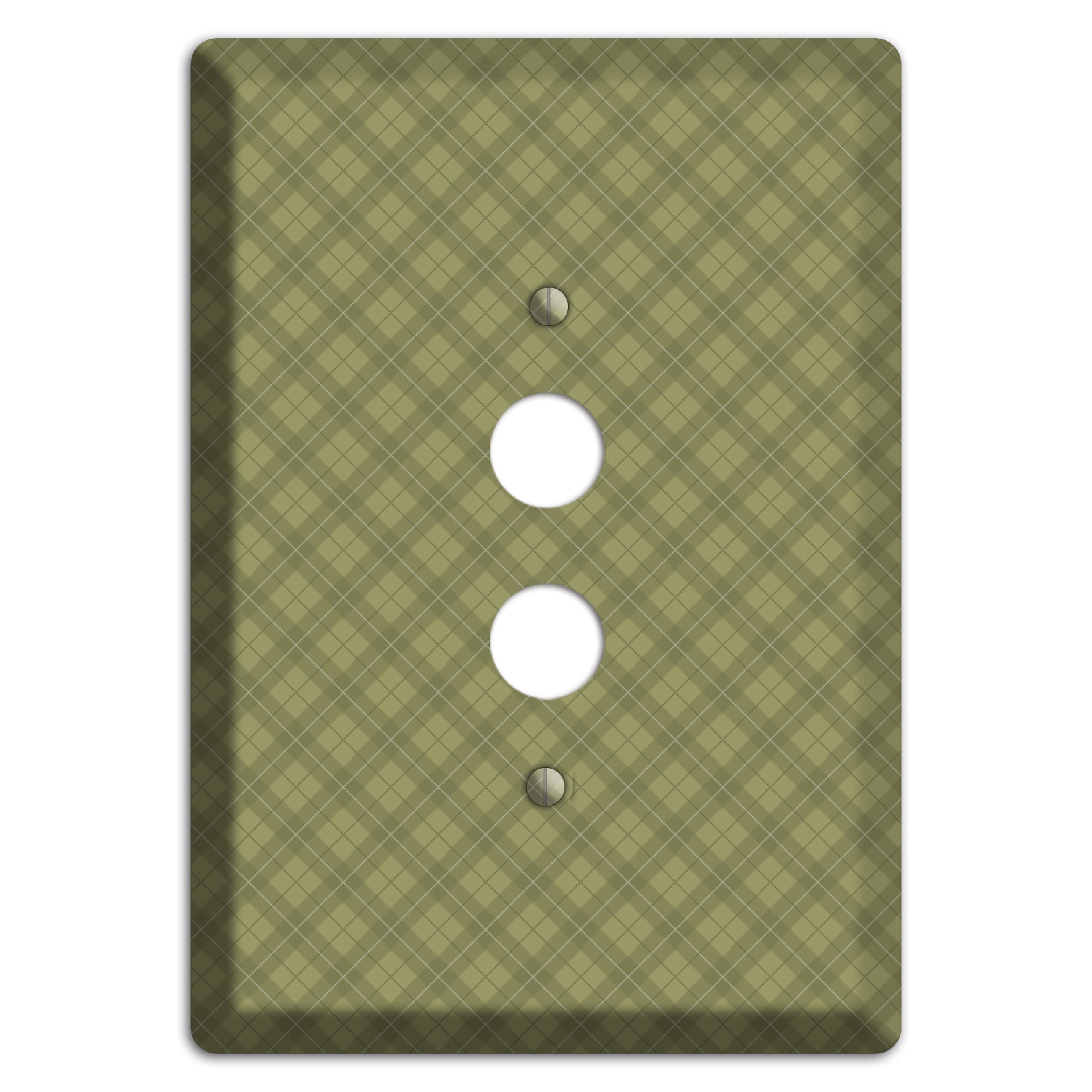 Green Plaid 1 Pushbutton Wallplate