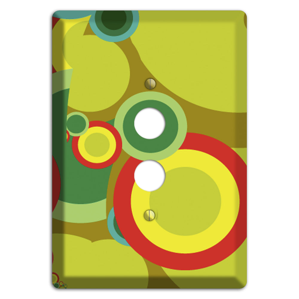 Green and Yellow Abstract Circles 1 Pushbutton Wallplate