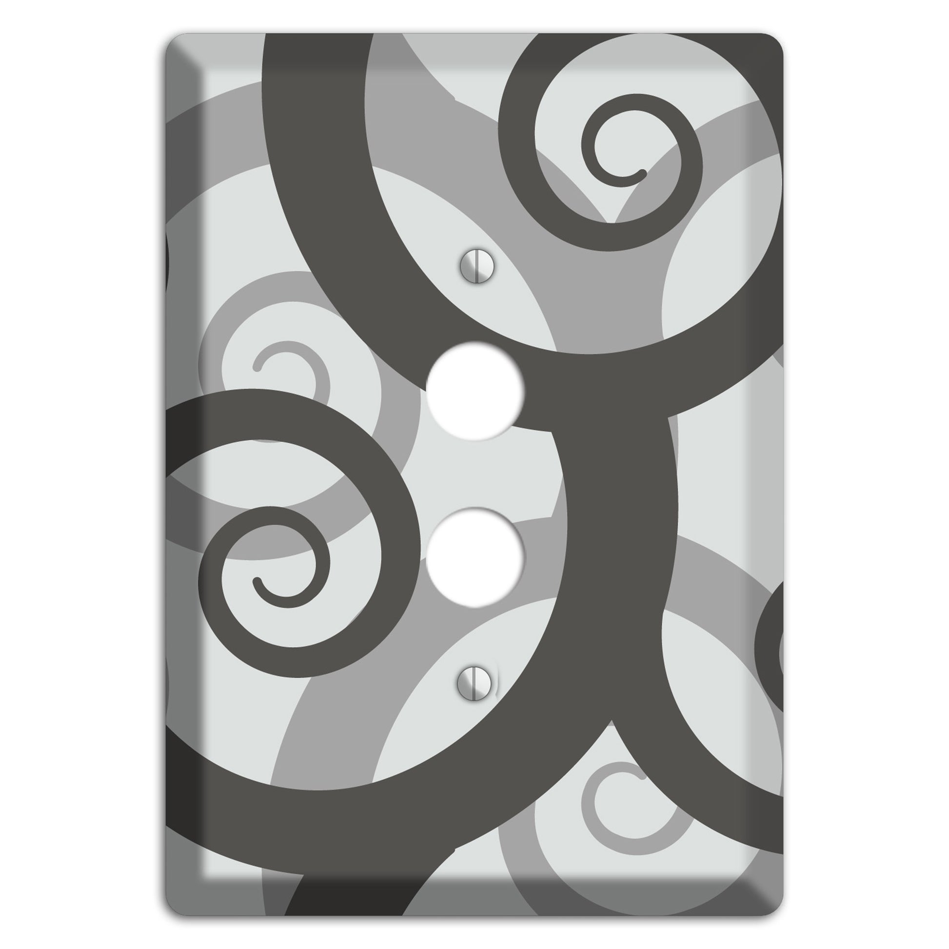 Grey with Black Large Swirl 1 Pushbutton Wallplate