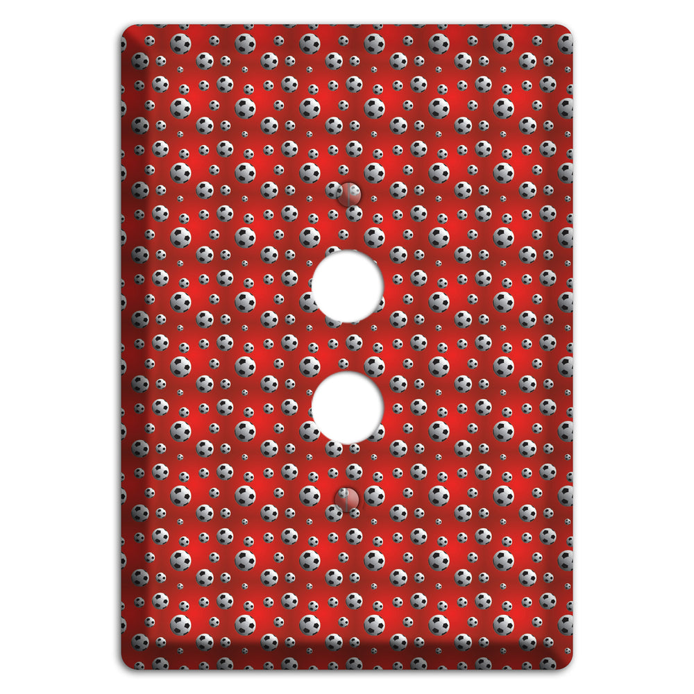 Red with Soccer Balls 1 Pushbutton Wallplate