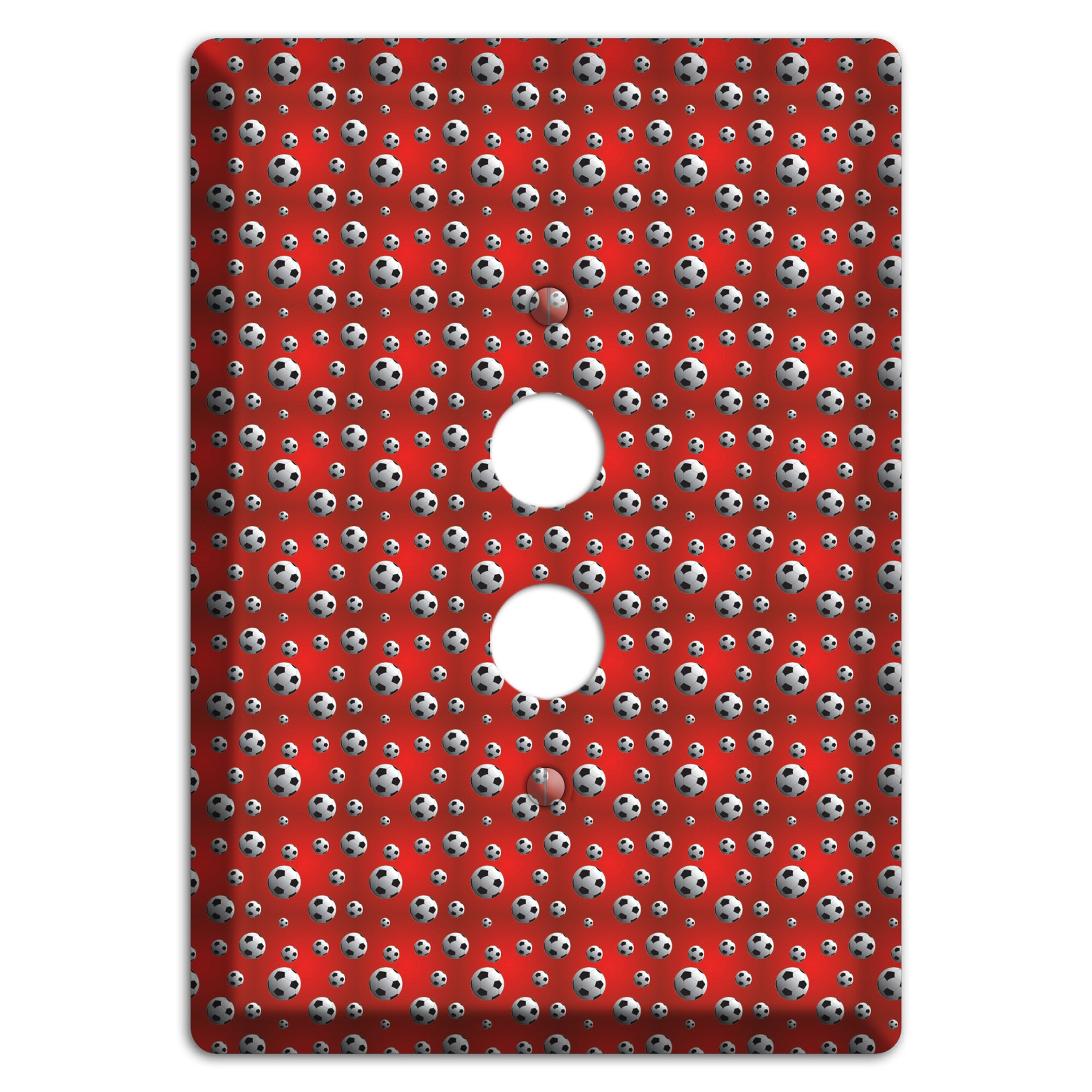 Red with Soccer Balls 1 Pushbutton Wallplate