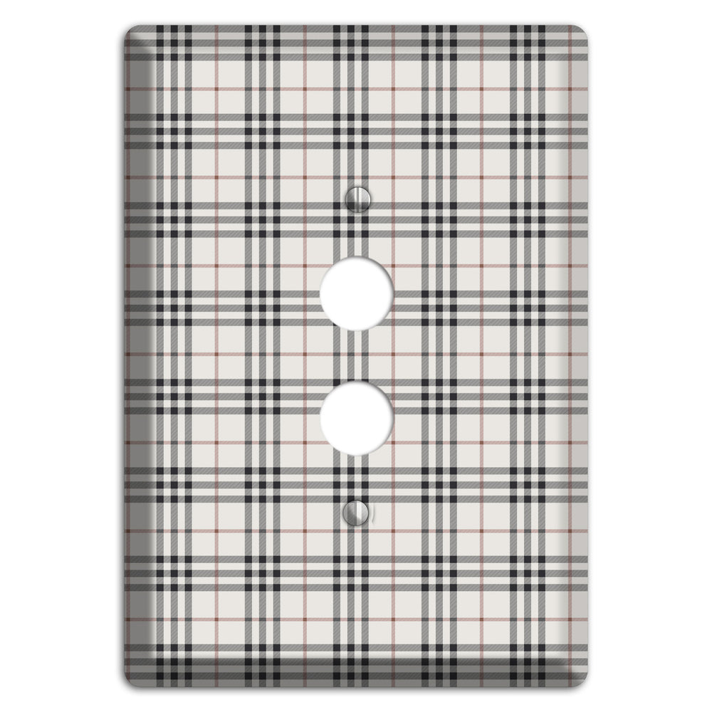 White and Black Plaid 1 Pushbutton Wallplate