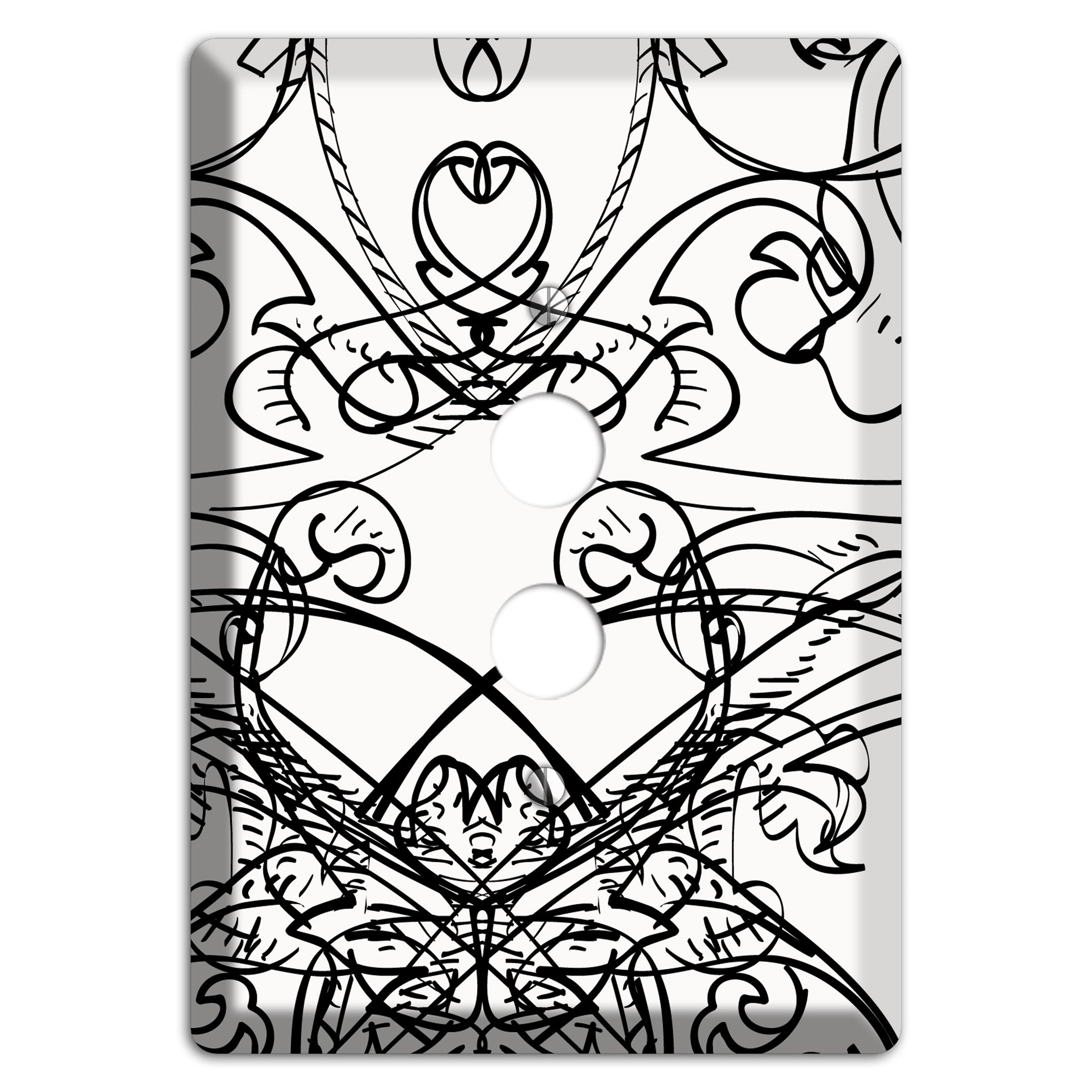 White Deco Sketch 1 Pushbutton Wallplate