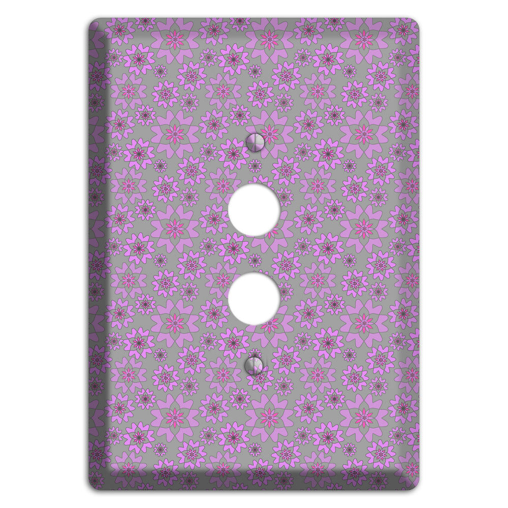 Grey with Tiny Purple Retro Suzani 1 Pushbutton Wallplate
