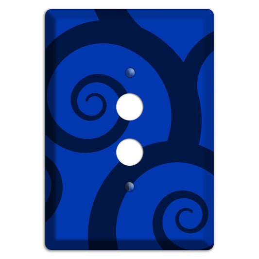 Blue Large Swirl 1 Pushbutton Wallplate