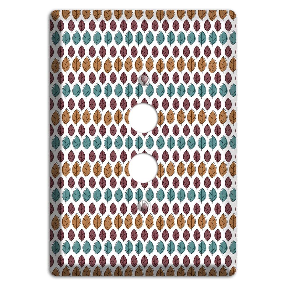 Multi Brown Dusty Blue Leaf Contour 1 Pushbutton Wallplate