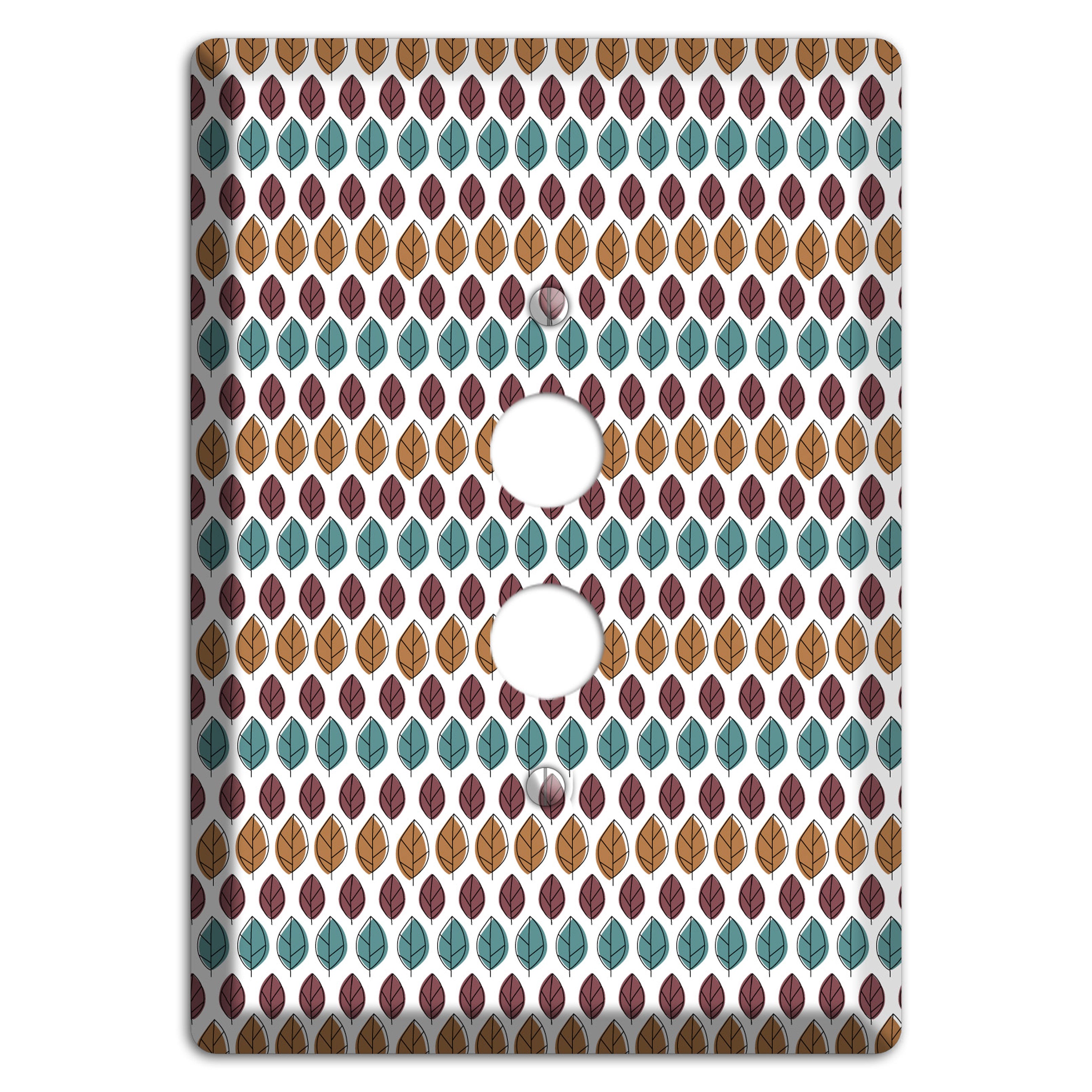 Multi Brown Dusty Blue Leaf Contour 1 Pushbutton Wallplate