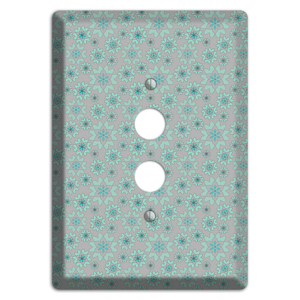 Grey with Tiny Aqua Retro Suzani 1 Pushbutton Wallplate