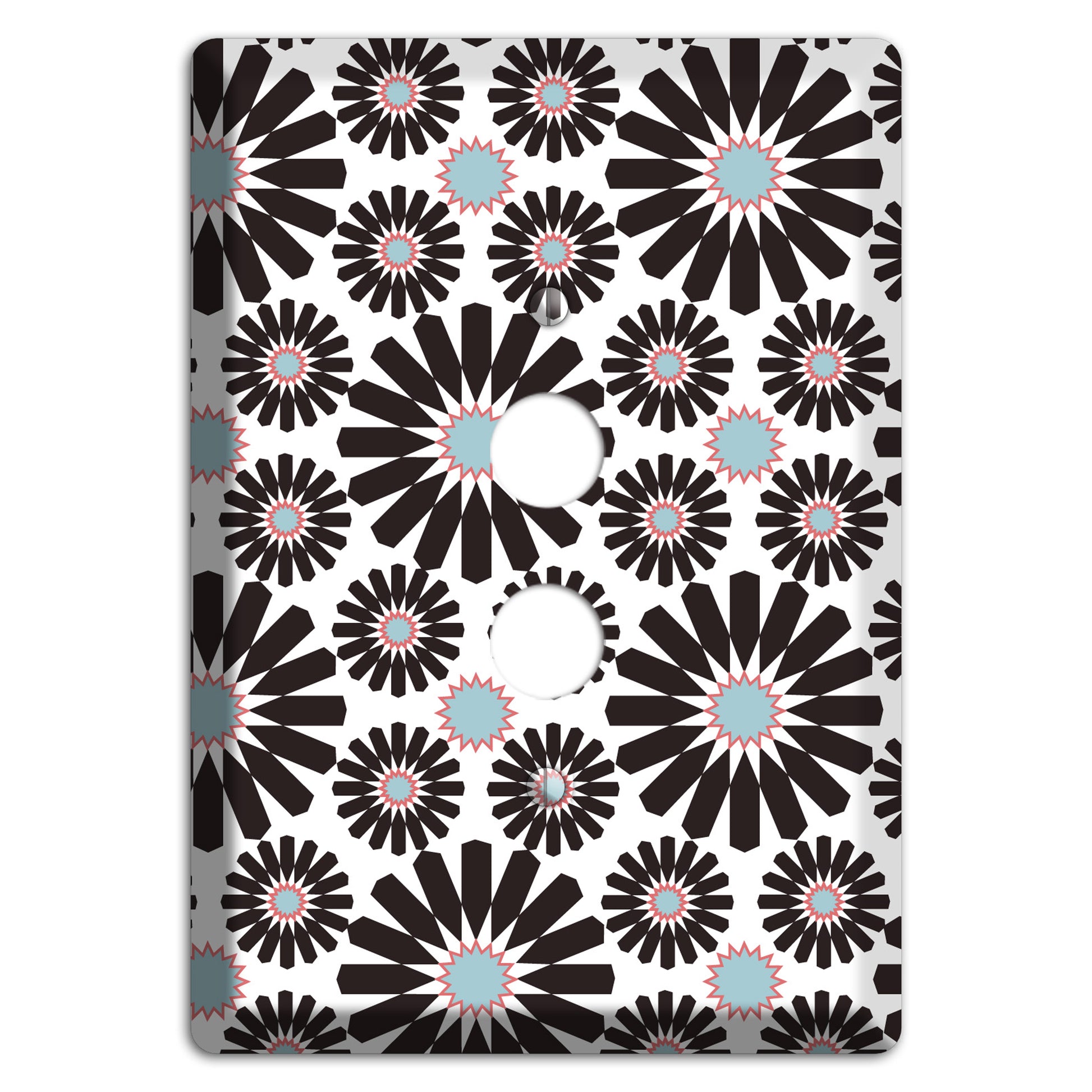 Dusty Blue Maroon Scandinavian Floral 2 1 Pushbutton Wallplate