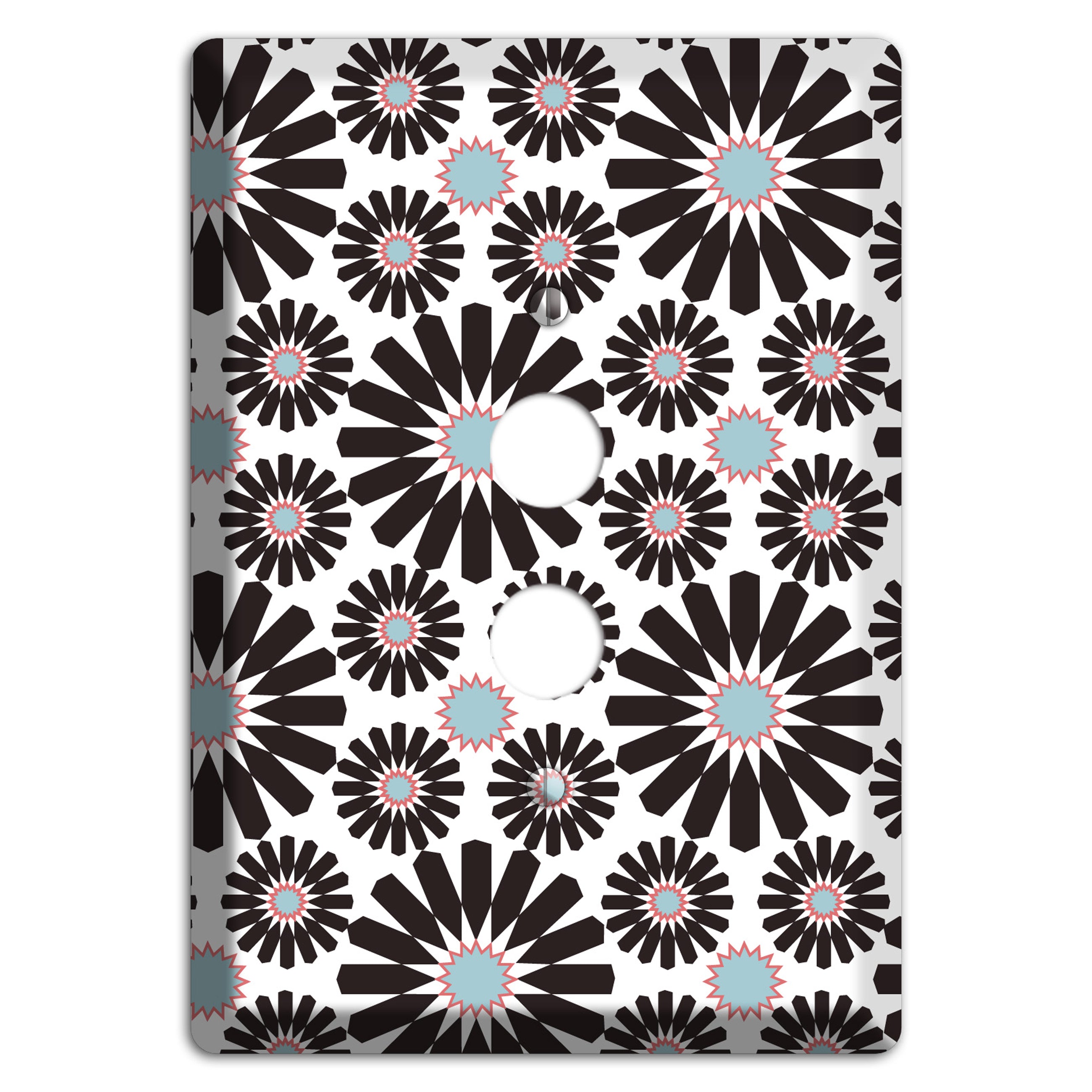 Dusty Blue Maroon Scandinavian Floral 2 1 Pushbutton Wallplate