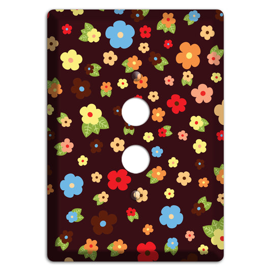 Brown Tiny Delicate Flowers 1 Pushbutton Wallplate