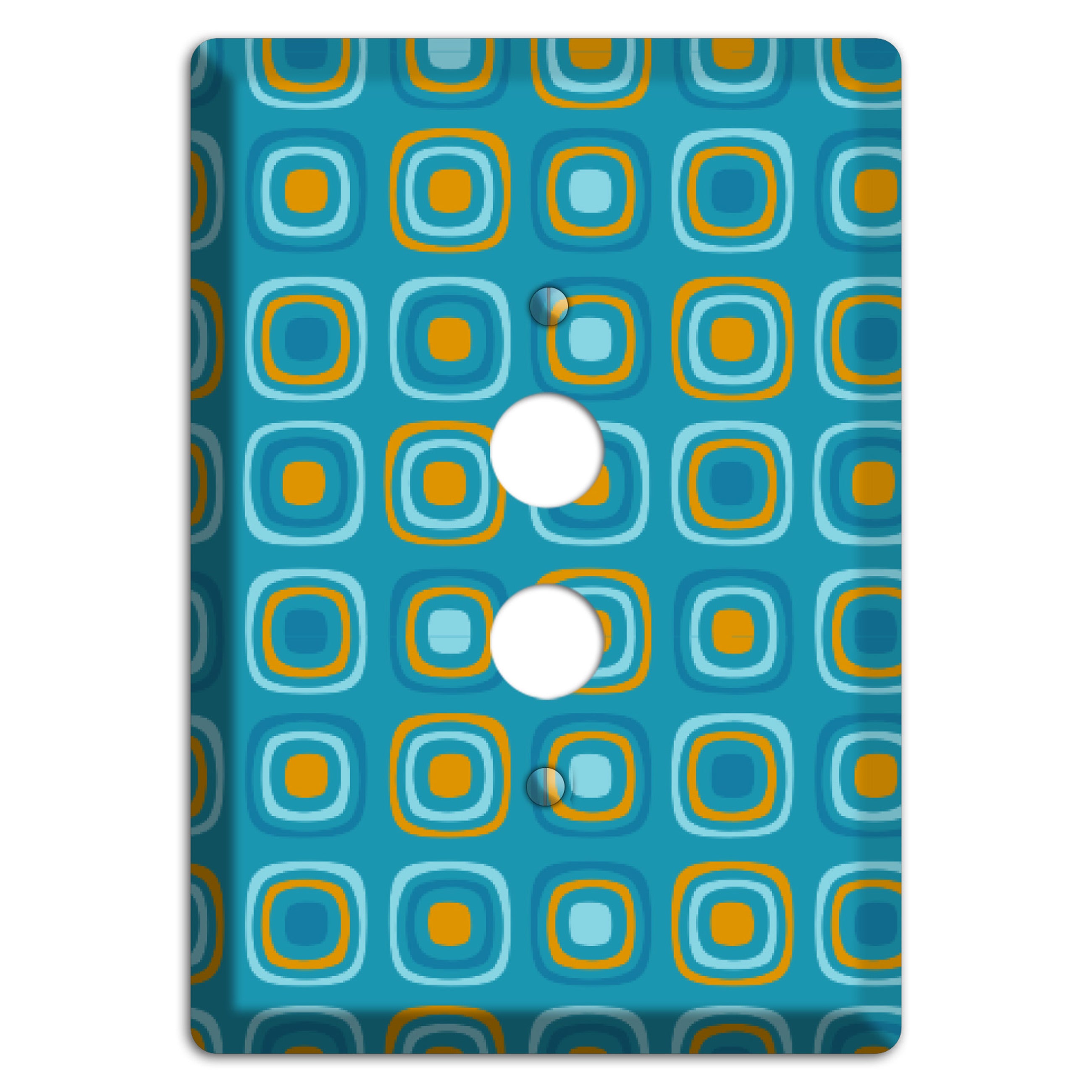 Teal and Mustard Rounded Squares 1 Pushbutton Wallplate