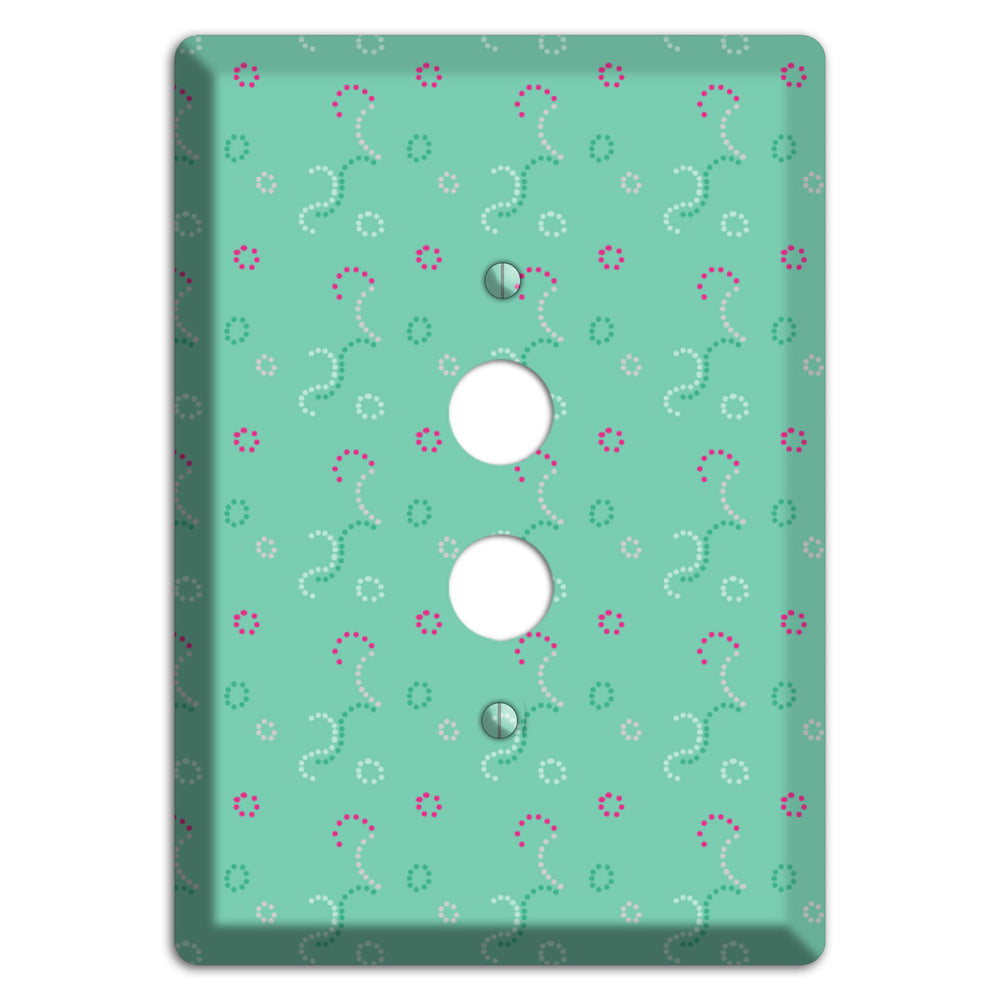 Multi Aqua with Fuschia Stipple 1 Pushbutton Wallplate