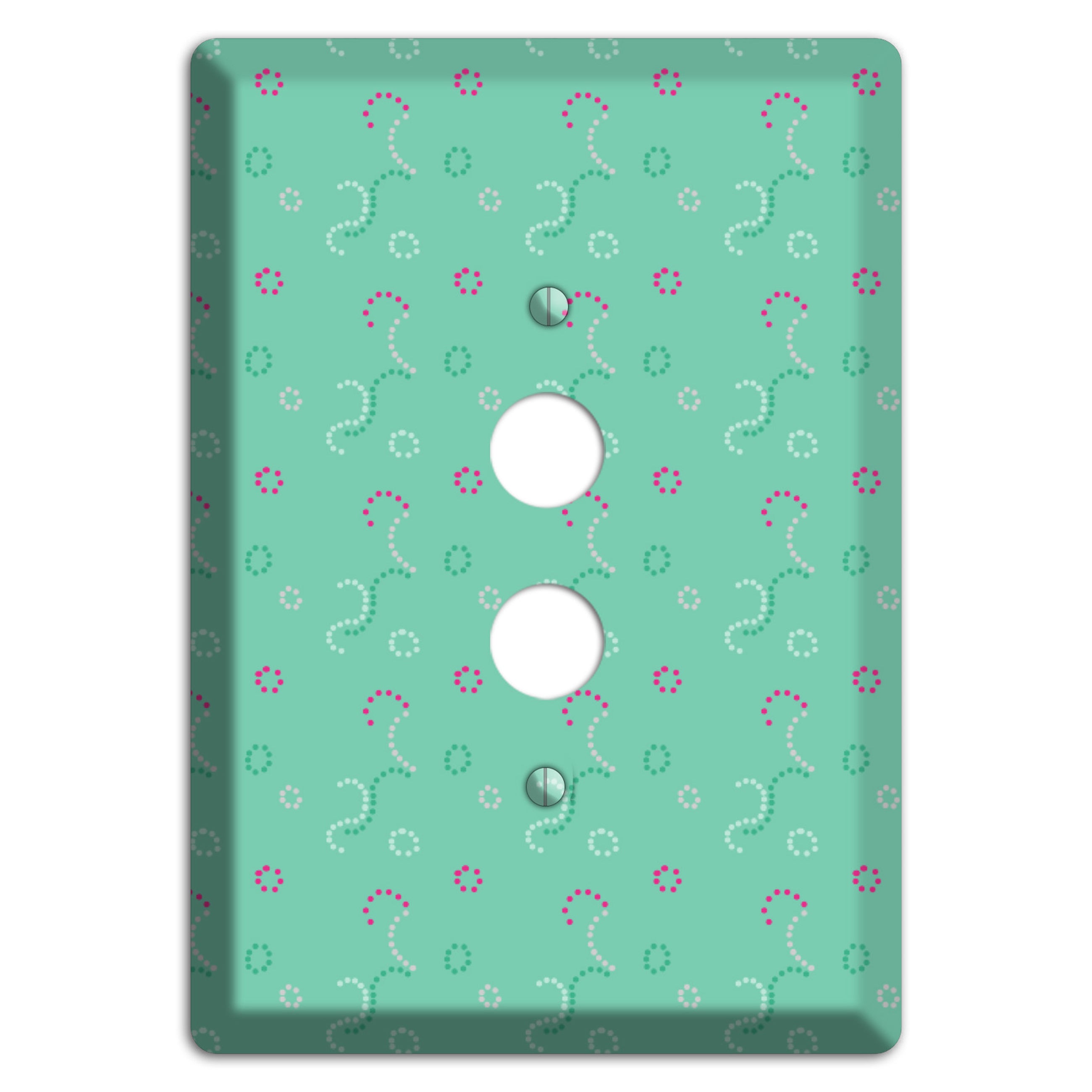 Multi Aqua with Fuschia Stipple 1 Pushbutton Wallplate