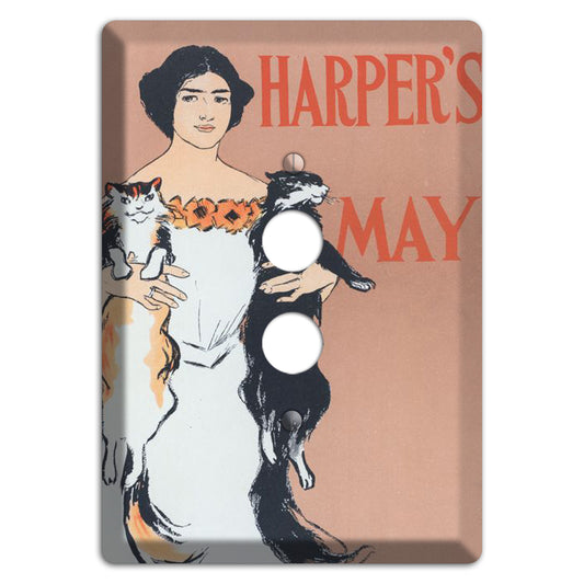 harpers Magazine Vintage Poster 1 Pushbutton Wallplate