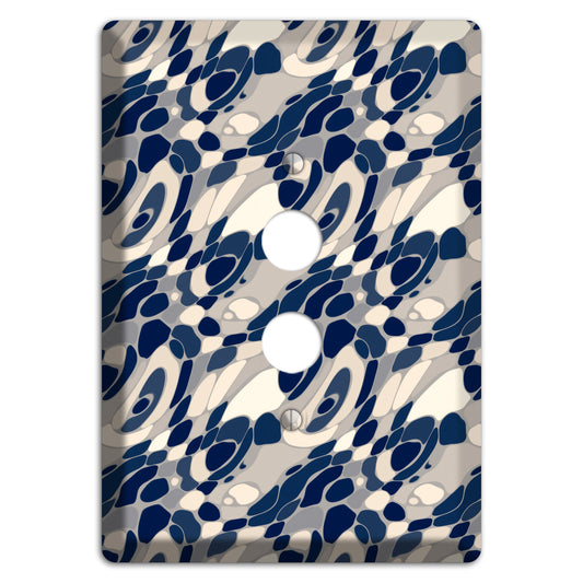 Blue and Beige Large Abstract 1 Pushbutton Wallplate