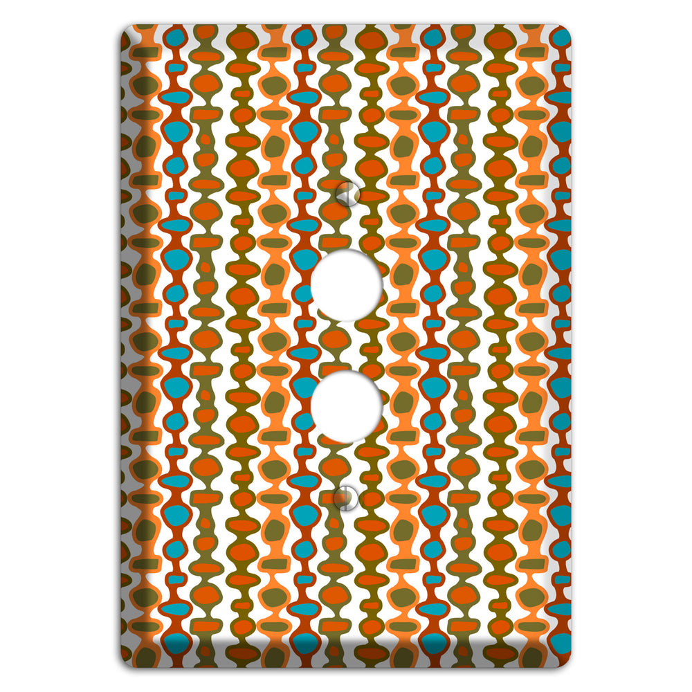 Multi Umber and Dusty Blue Bead and Reel 1 Pushbutton Wallplate