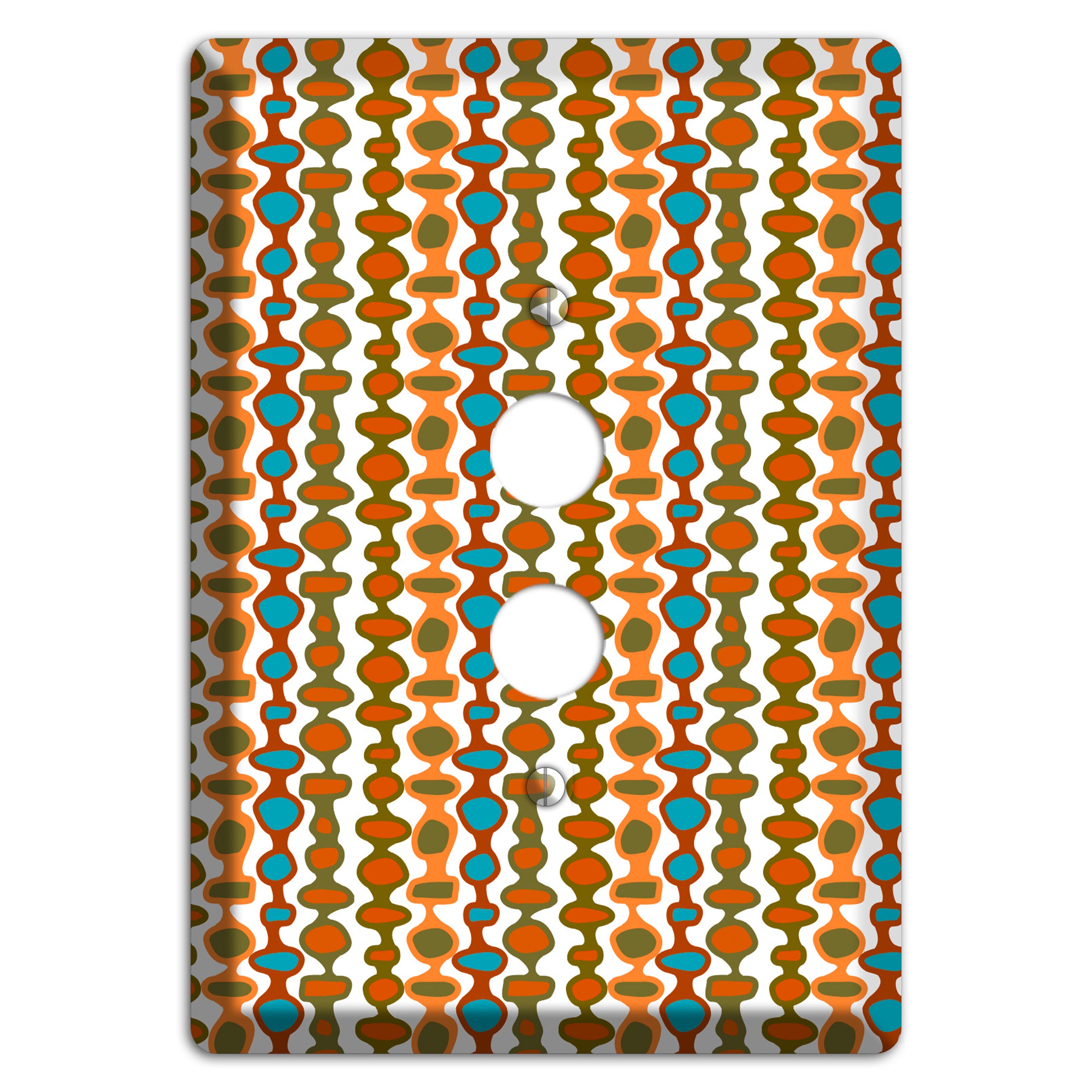 Multi Umber and Dusty Blue Bead and Reel 1 Pushbutton Wallplate