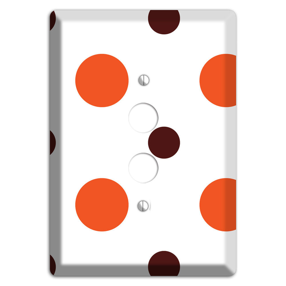 Coral and Brown Multi Medium Polka Dots 1 Pushbutton Wallplate