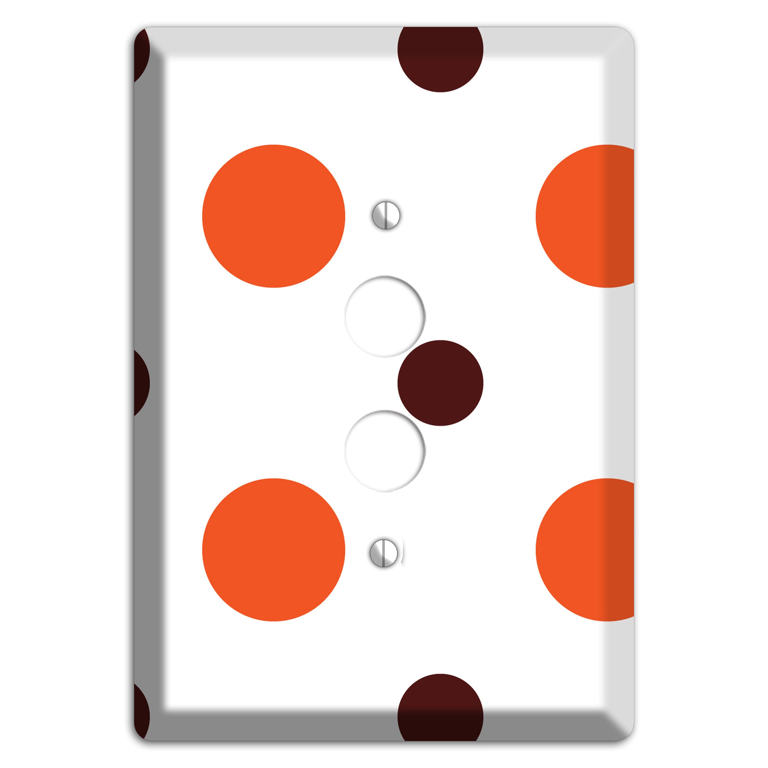 Coral and Brown Multi Medium Polka Dots 1 Pushbutton Wallplate
