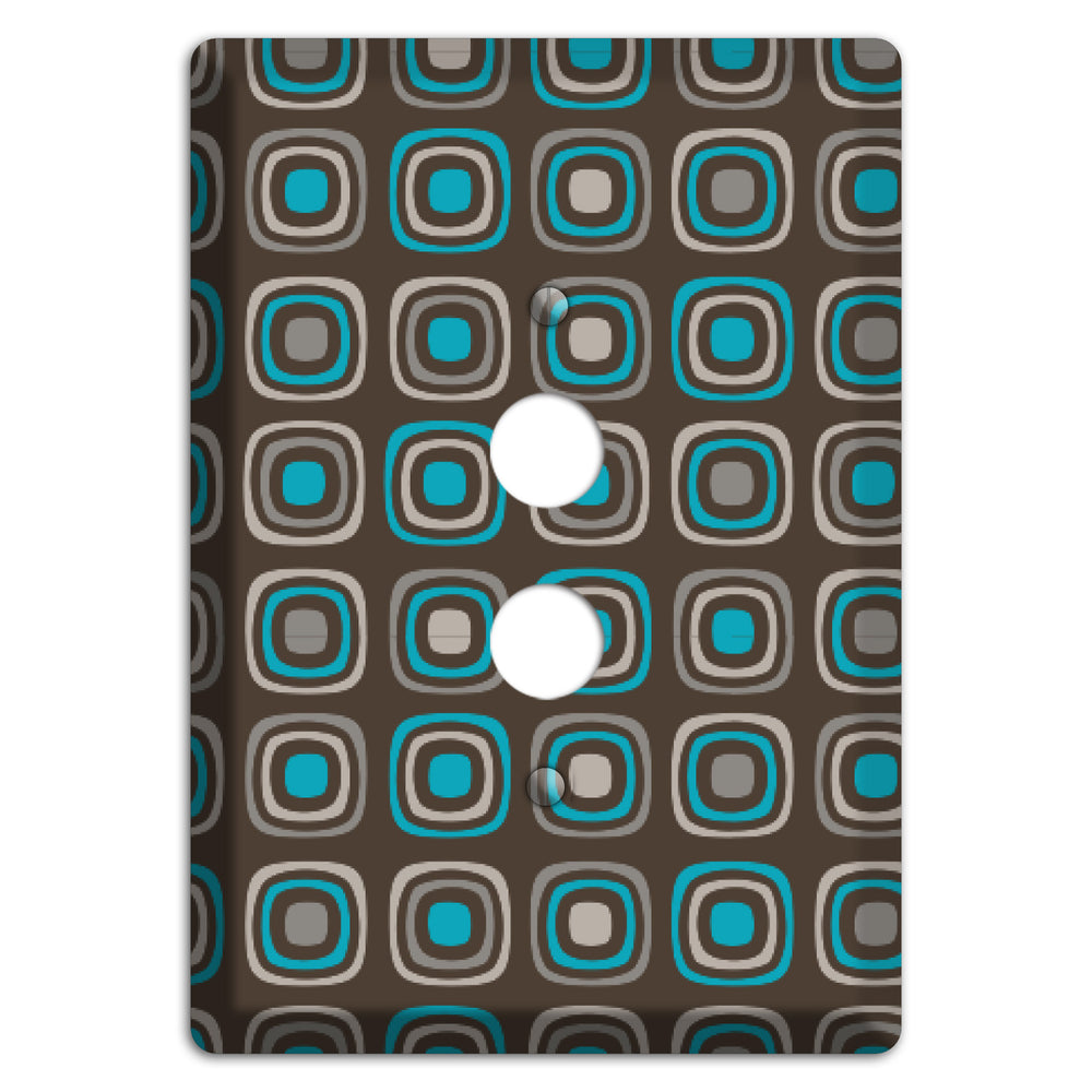 Brown and Blue Rounded Squares 1 Pushbutton Wallplate