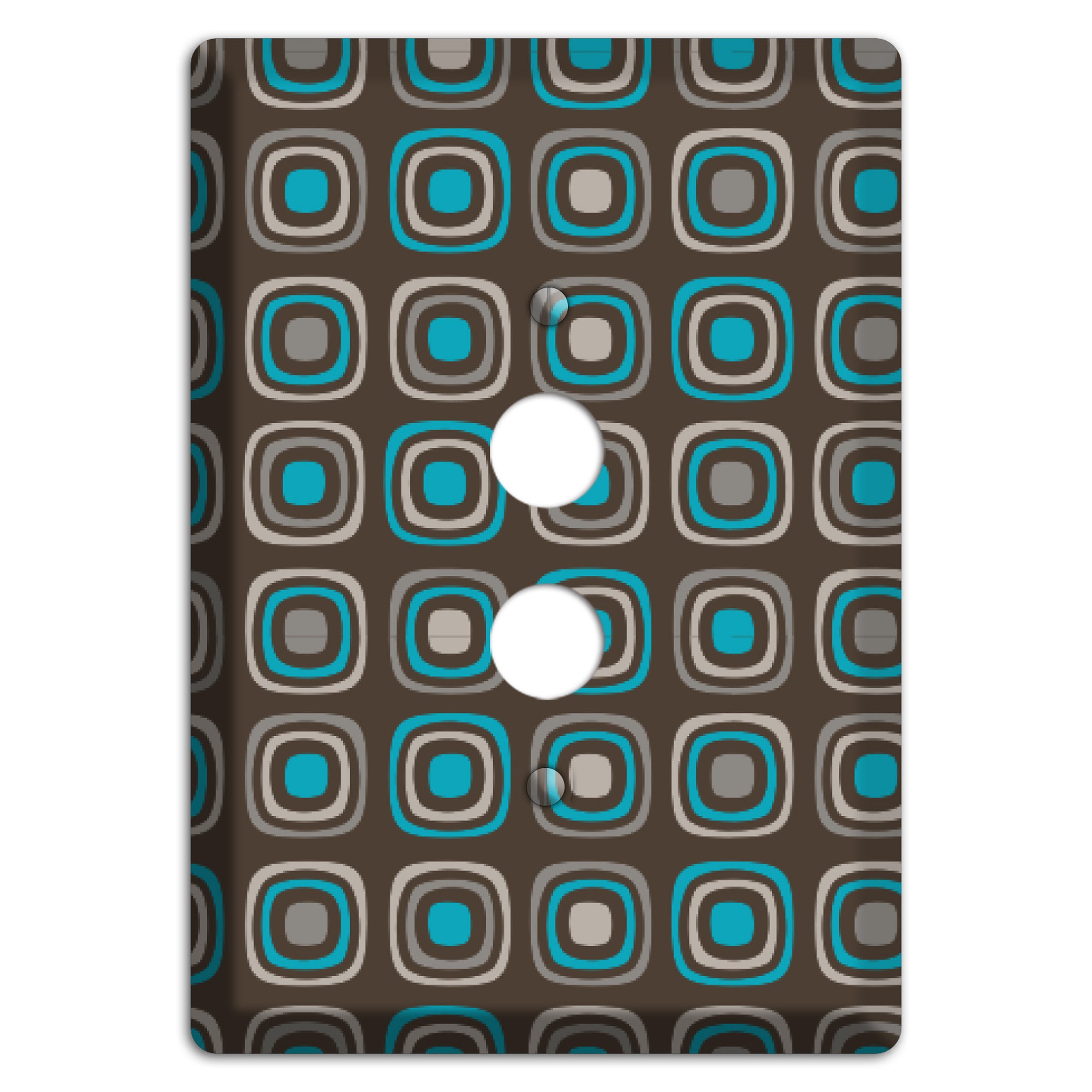 Brown and Blue Rounded Squares 1 Pushbutton Wallplate
