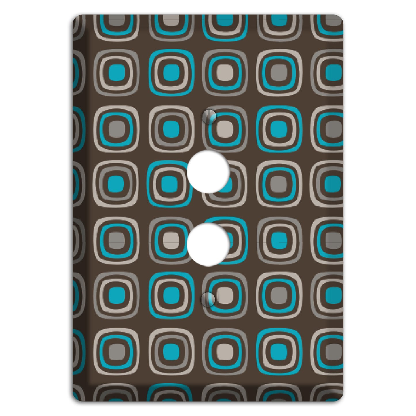 Brown and Blue Rounded Squares 1 Pushbutton Wallplate