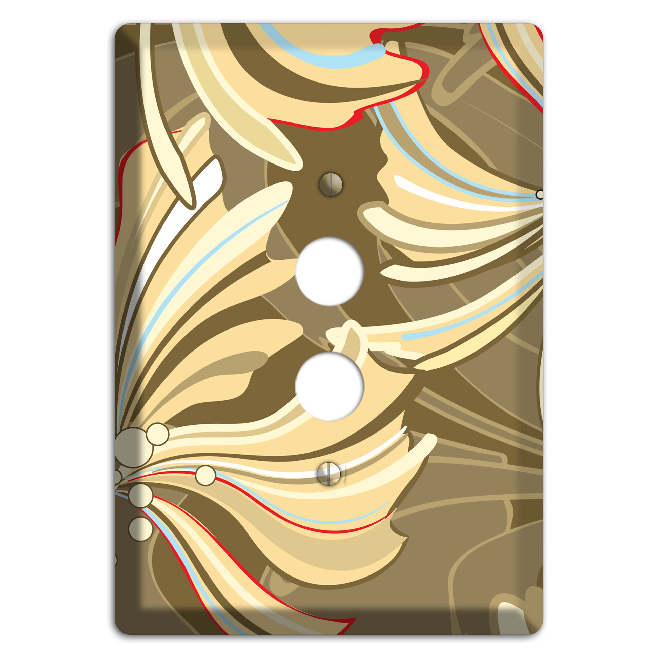Brown Deco Blossoms 1 Pushbutton Wallplate