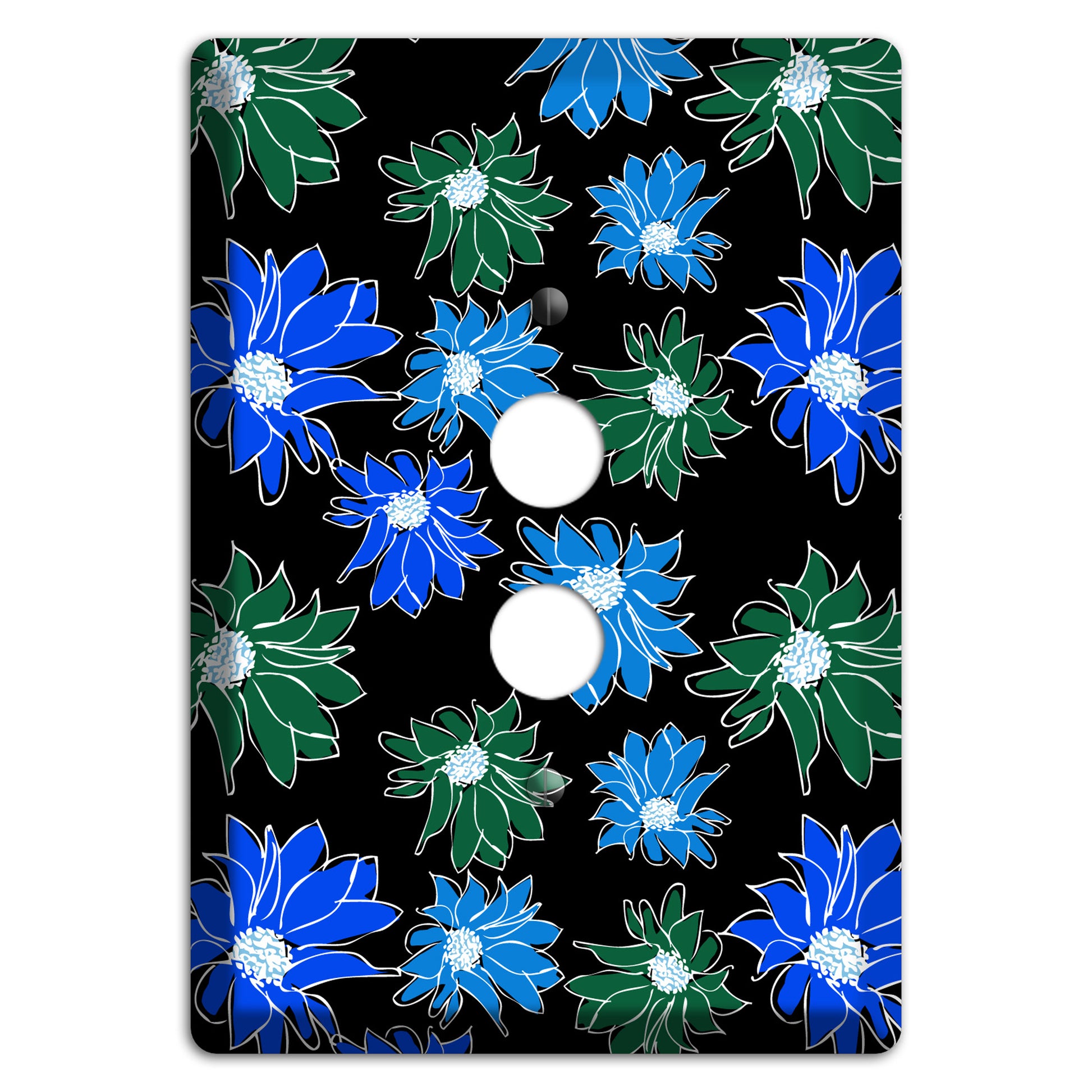 Blue and Green Flowers 1 Pushbutton Wallplate
