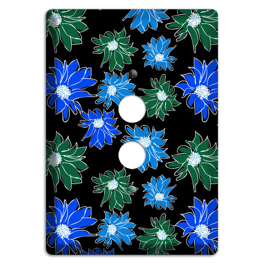 Blue and Green Flowers 1 Pushbutton Wallplate