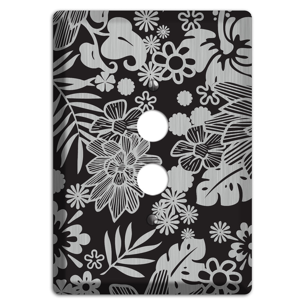 Black with Stainless Steel Tropical 1 Pushbutton Wallplate