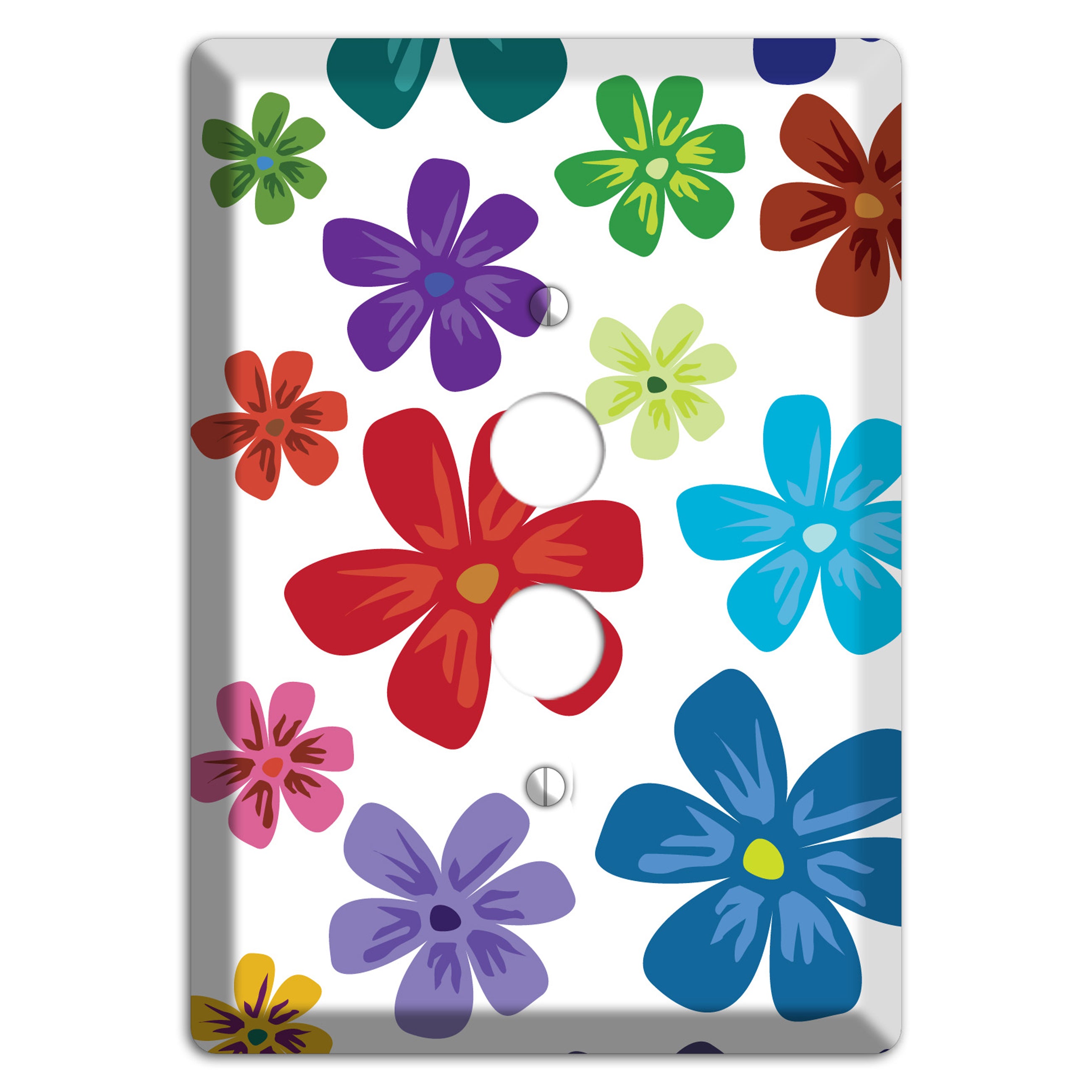 White Flowers 1 Pushbutton Wallplate