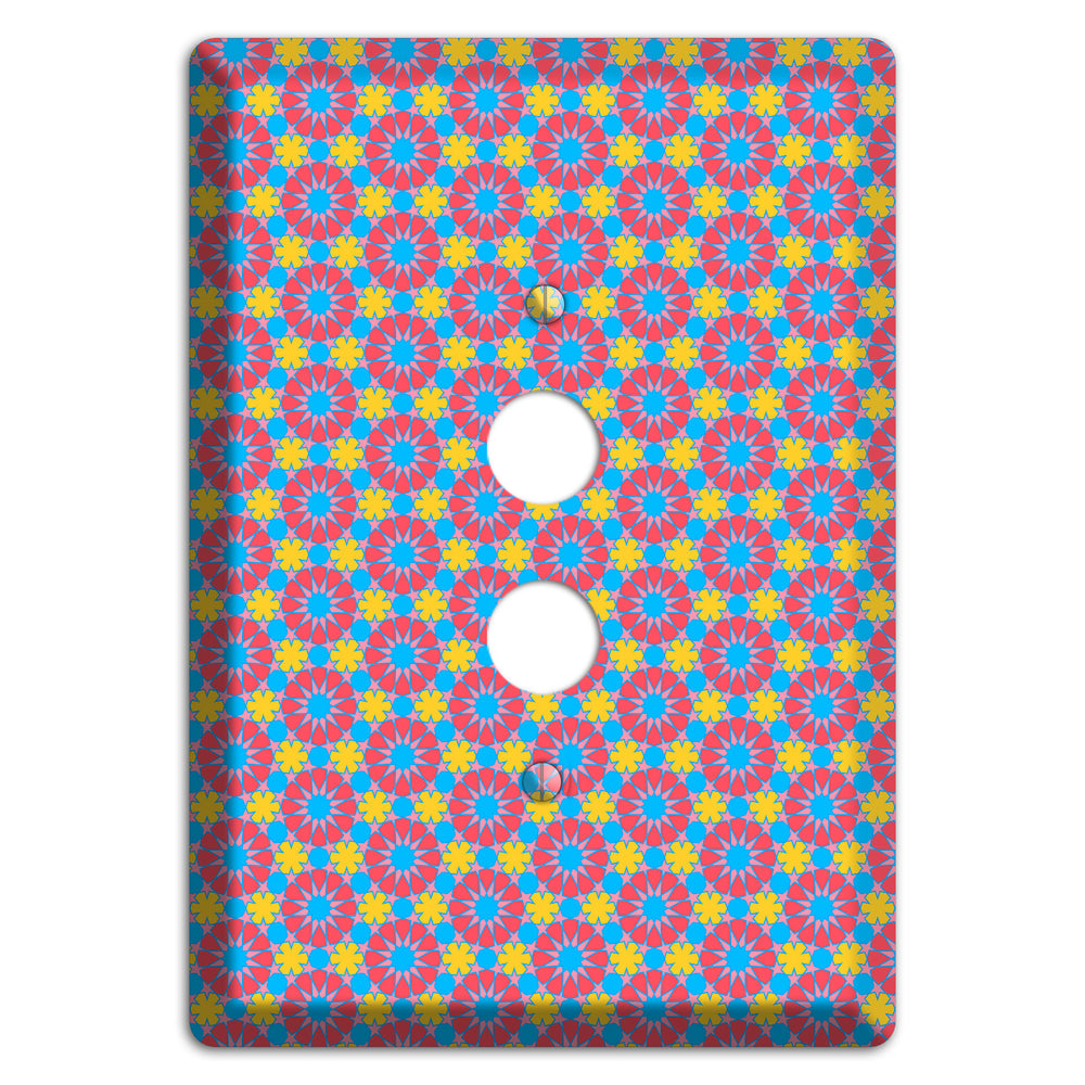 Fuschia Blue Yellow Foulard 1 Pushbutton Wallplate
