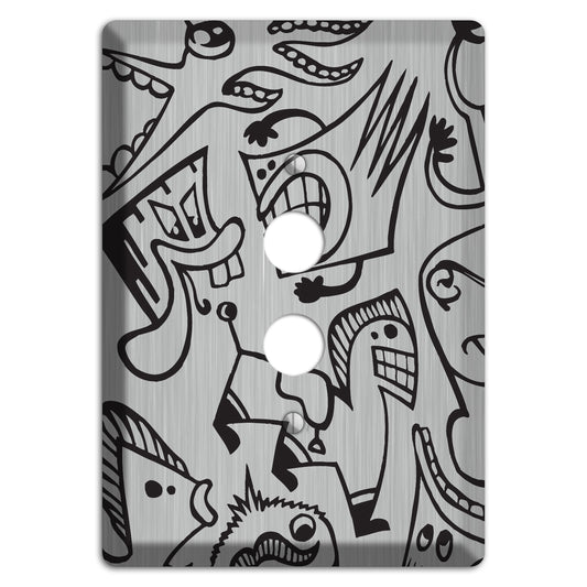 Whimsical Faces 1  Stainless 1 Pushbutton Wallplate