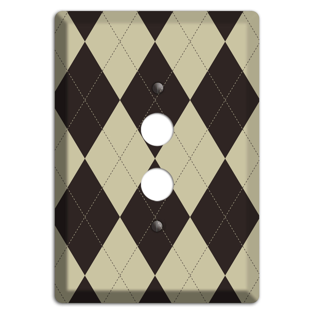 Beige and Black Argyle 1 Pushbutton Wallplate