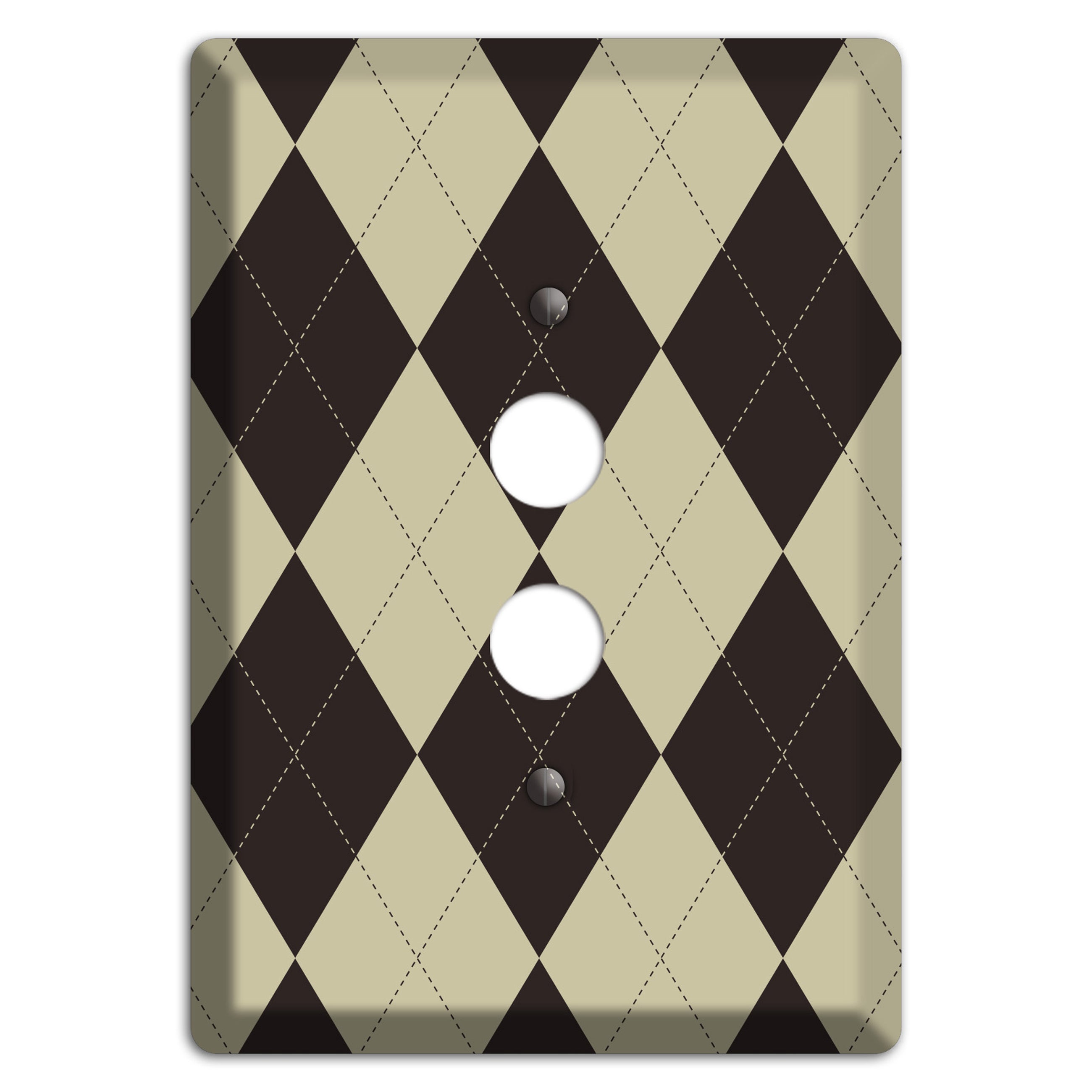 Beige and Black Argyle 1 Pushbutton Wallplate
