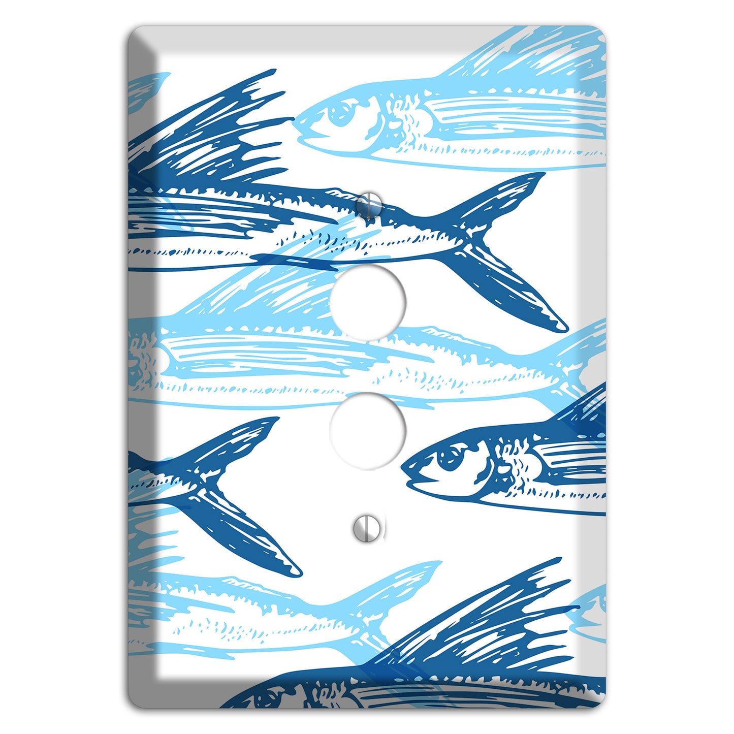 Multi-Blue Fish 1 Pushbutton Wallplate